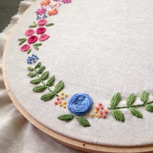 Floral Wreath Embroidery Pattern PDF | Etsy