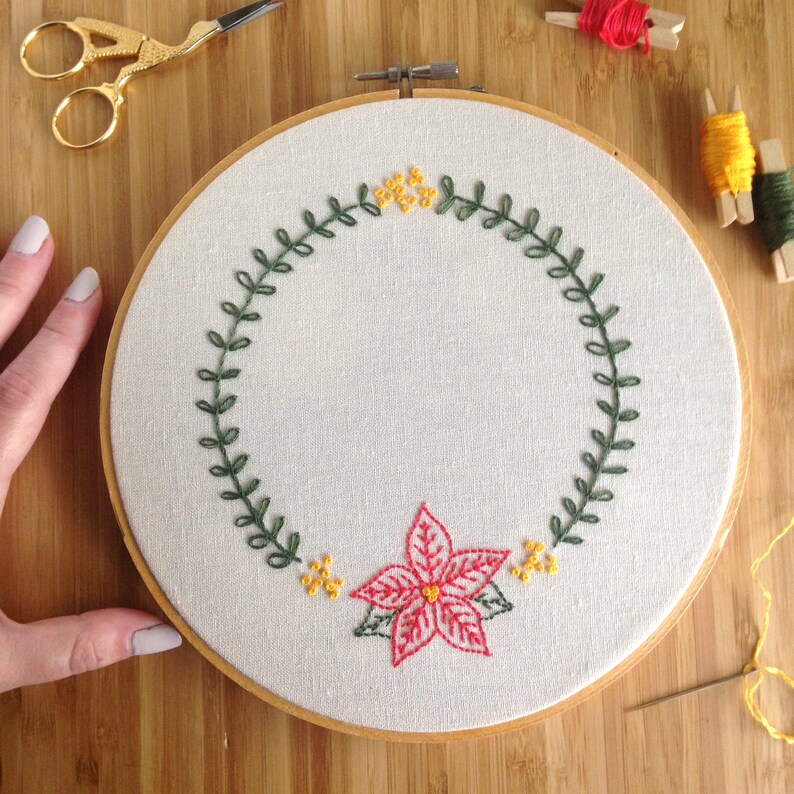 Vintage winter wreath embroidery pattern christmas  etsy Vintage winter wreath embroidery pattern christmas  etsy