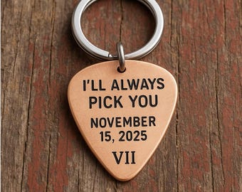 Guitar Pick Playable for 7th Anniversary or Copper Anniversary - Personalized Guitar Pick - Roman Numbers - Gift for Musicians Anniversaries