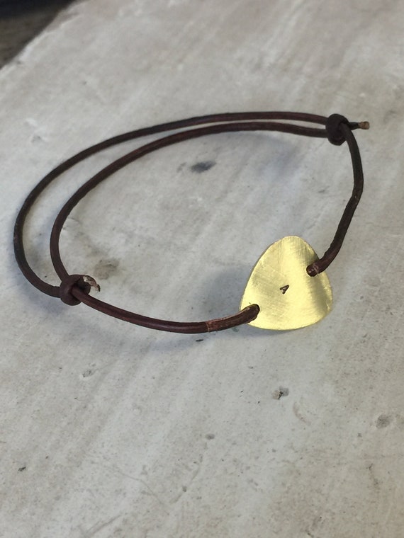 Guitar Pick Charm Personalized Engrave Bracelet Leather Etsy UK