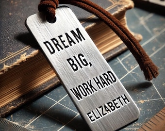 Custom Engraved Bookmark | Dream Big, Work Hard | Personalized Name or Quote on Back | Unique Gift for Book Lovers | Students Readers Gift