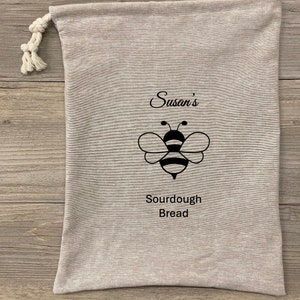 Bread Bag, Beige Linen, Bee Lovers Gift, Bread Bag Homemade Sourdough Bread, Reusable Produce Bag, Food Storage Made USA, Bread Baker Gift
