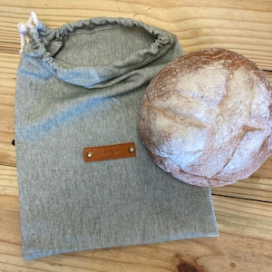 Bread Bag, Olive Linen, Bread Bag for Homemade Sourdough Bread, Reusable Produce Bag, Food Storage, Made in USA, Bread Baker Gift
