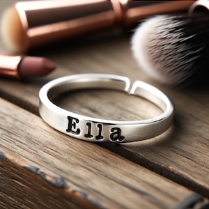 Stackable Name Ring, Dainty Tiny Name Ring, Personalized Ring - Your Word Choice, Gift For Mom Ring, Stacking Tiny Ring Unique Gift for Her
