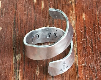 I refuse to sink hidden message with anchor 1/4&quot; Wide Double Wrap Smooth, Organic Texture Artisan Handmade Custom Jewelry Sizes 3-14