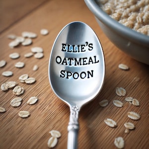 Personalized Hand Stamped Spoon,  Personalized Oatmeal Spoon, Gift for Oatmeal Lover, Healthy Eating, Breakfast Spoon, Eat Clean, Nourish