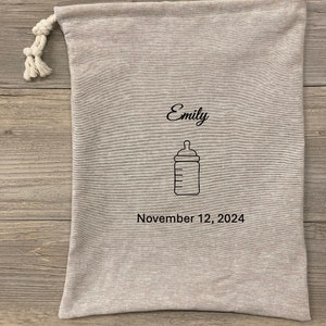 Bread Bag, Beige Linen, Newborn Welcome, Fresh Bread Bag Homemade Sourdough Bread, Reusable Produce Bag, Food Storage Made USA, Bread Gifts