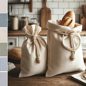 Bread Bags, Choose Fabric - Linen Bread Bags - 2-Pack 11 x 15 inch Ideal for Homemade Bread, Unbleached, Reusable Food Storage, Housewarming
