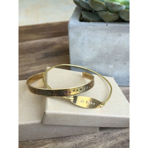 For from his fullness we have all received, grace upon grace - Grace | Cuff and Wire Bracelet Set Personalized Jewelry Hand Stamped Brass