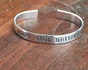 Cuff Bracelet - Don&#39;t Stop Believin&#39; Cuff Bracelets, Adjustable Cuff, Cuff Bangle Bracelet, Cuff Bracelet, Gifts for Women Girlfriend