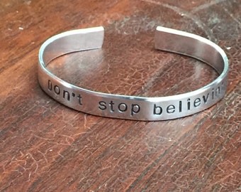 Cuff Bracelet - Don't Stop Believin' Cuff Bracelets, Adjustable Cuff, Cuff Bangle Bracelet, Cuff Bracelet, Gifts for Women Girlfriend