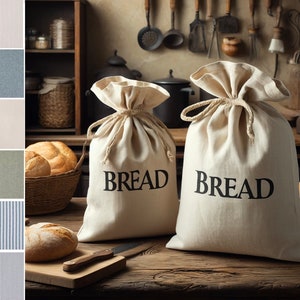 Bread Bags, Choose Fabric - Linen Bread Bags - 2-Pack 11 x 15 inch Ideal for Homemade Bread, Unbleached, Reusable Food Storage, Housewarming