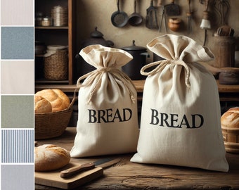 Bread Bags, Choose Fabric - Linen Bread Bags - 2-Pack 11 x 15 inch Ideal for Homemade Bread, Unbleached, Reusable Food Storage, Housewarming