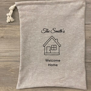 Bread Bag, Beige Linen, Welcome Home Fresh Bread Bag Homemade Sourdough Bread, Reusable Produce Bag, Food Storage Made USA, Bread Baker Gift