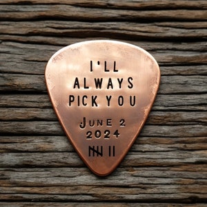 Guitar Pick Playable for 7th Anniversary or Copper Anniversary - Personalized Guitar Pick - Custom Engraved Gift for Musicians Anniversaries