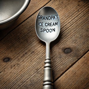 Hand Stamped Grandpa's Ice Cream Spoon - Personalized Gift for Grandpa - Custom Dessert Spoon - Unique Keepsake - Fun Grandpa Gift