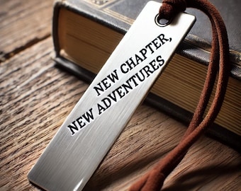 Personalized Metal Bookmark Retirement Gift, New Chapter New Adventures - Graduation Gift, Gift For High School Graduation, Retirement