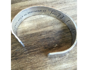 1 Timothy 6:17-19 Take hold of that which is truly life | Cuff Bracelet Personalized Jewelry Hand Stamped 1/2" Aluminum Hand Hammered
