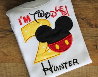 Mickey Mouse Twodles shirt. Mickey Birthday. Twodles shirt.