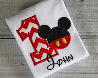 Mickey Mouse 1st birthday shirt.  Birthday shirt. Mickey Mouse shirt.