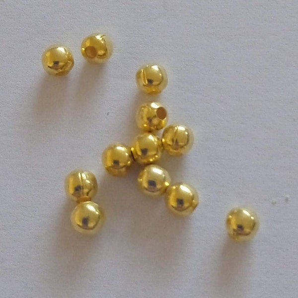 10 Stück Kugeln 3mm in 925er Silber vergoldet poliert Zwischenteile zur Schmuckherstellung