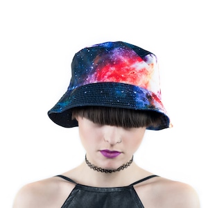 Galaxy Bucket Hat Summer 90's Fashion Dark Matter image 1