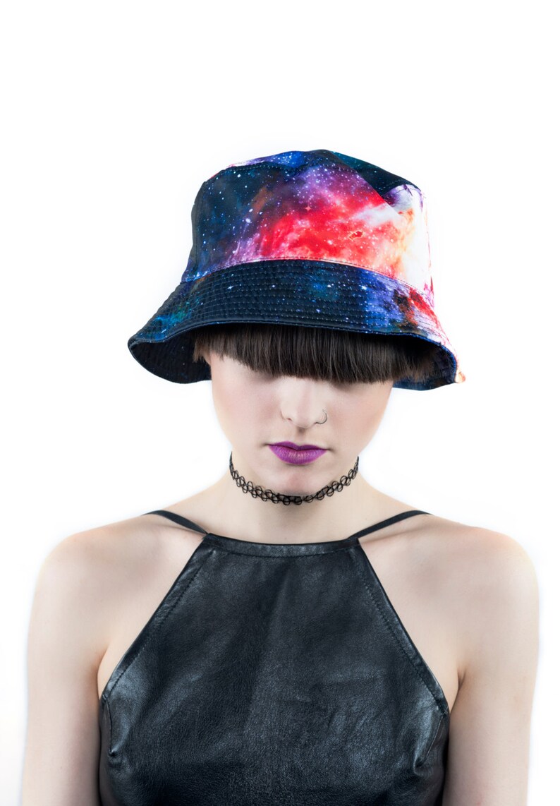 Galaxy Bucket Hat Summer 90's Fashion Dark Matter image 1