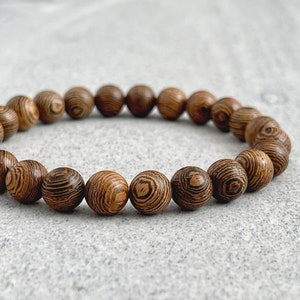 Men's Beaded Bracelet - 6mm, 8mm or 10mm Wenge Wood Bracelet, Wooden Stretch Bracelet,  Wood Bead Bracelet, Gift For Him