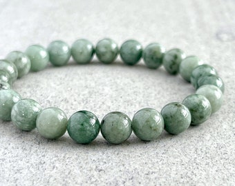 Burma Jade Perlen Armband: Herren Edelstein Stretch Armband