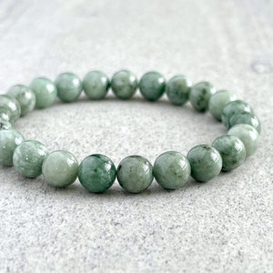 Men&#39;s Burma Jade Beaded Bracelet: Gemstone Stretch Bracelet