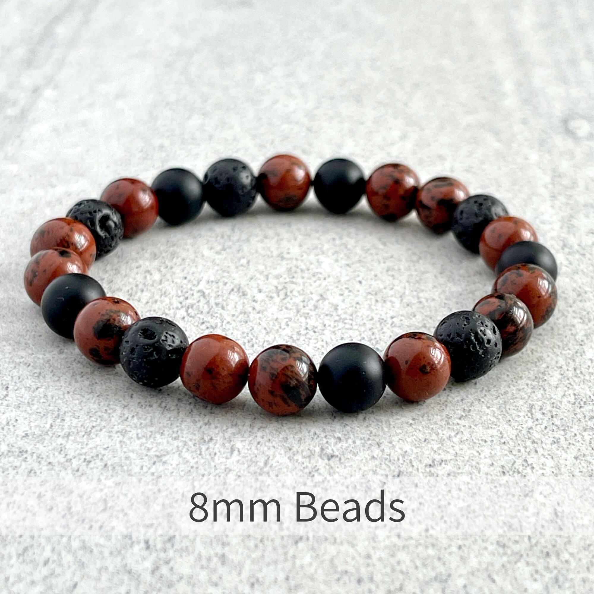 Bracelet En Obsidienne Acajou Monté Sur élastique - Taille Universelle - Occasion Bon état