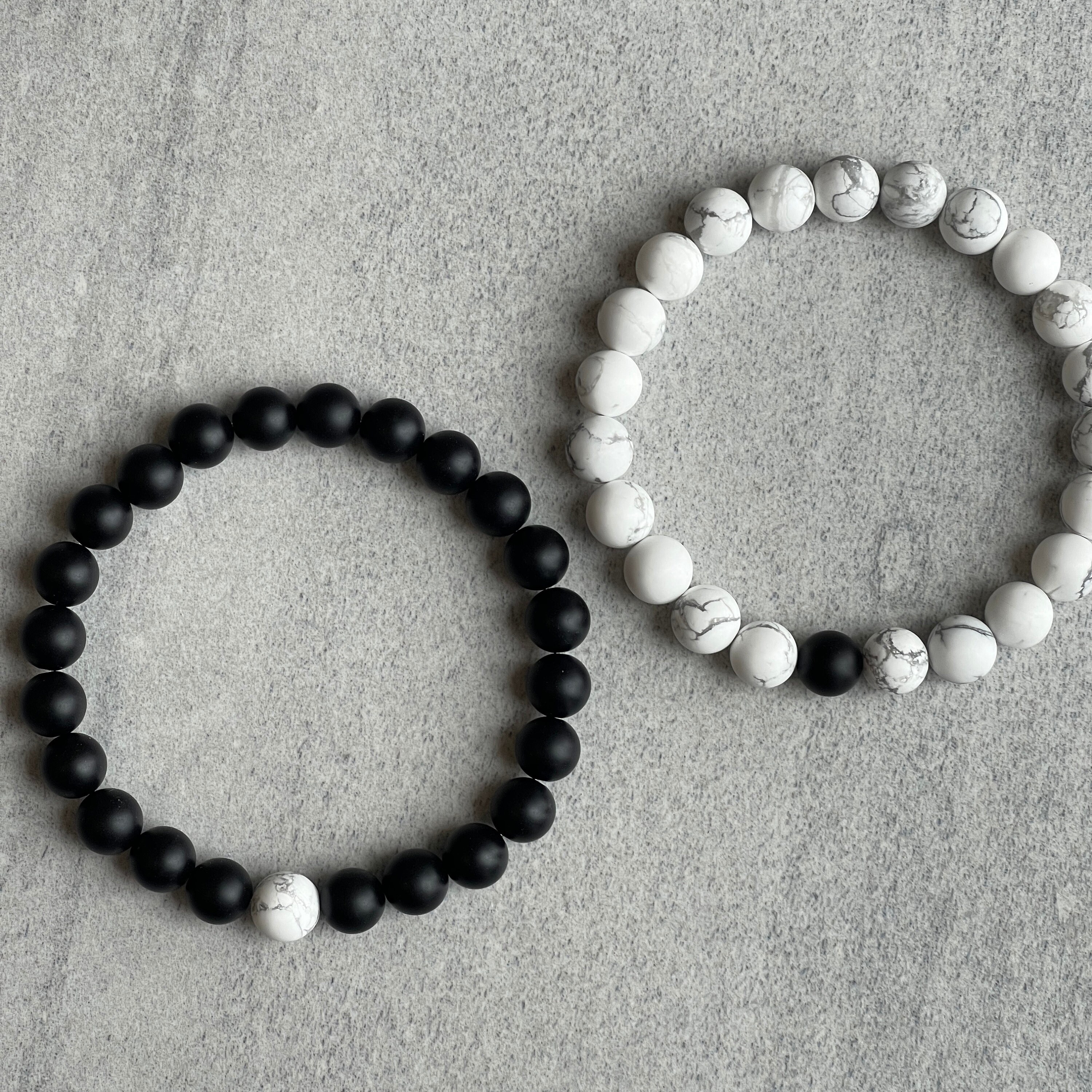 Bracciali Coppia Nero E Bianco In Agata E Howlite - Per Relazioni A Distanza, Regalo Perfetto Per Coppie E Migliori Amici - Foto 9
