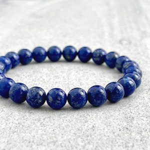 Men&#39;s Lapis Lazuli Beaded Bracelet: Gemstone Stretch Bracelet