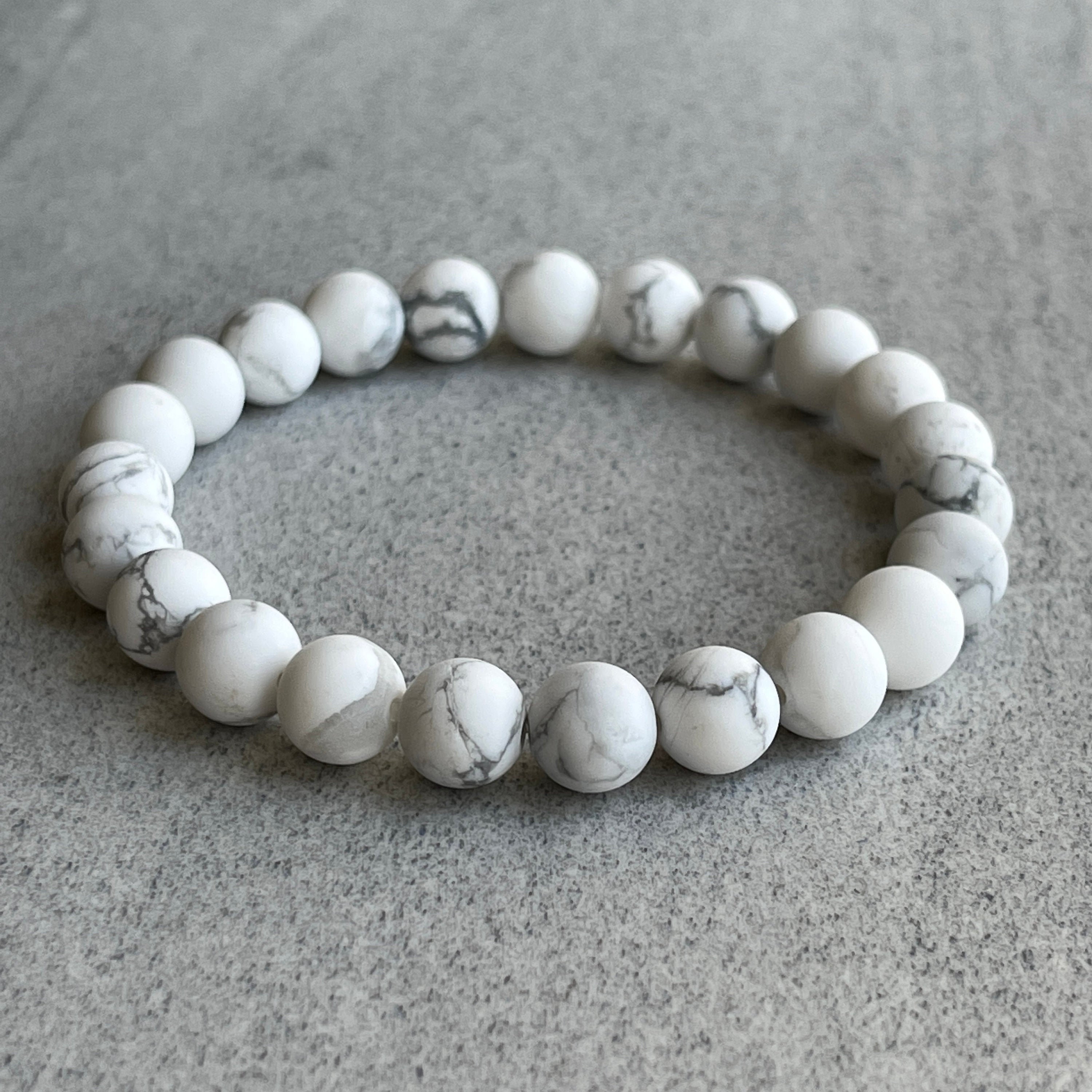 Men's Beaded Bracelet 6mm 8mm or 10mm Matte White Etsy