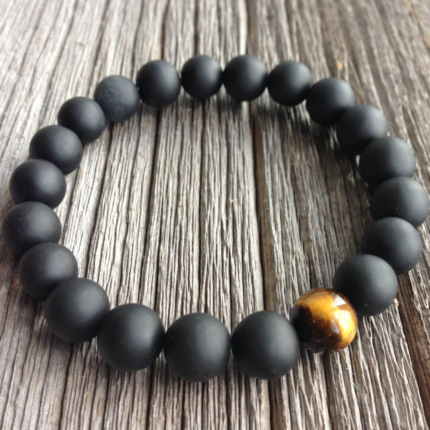 Men's Beaded Bracelet 6mm 8mm or 10mm Matte Onyx and Etsy