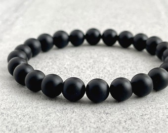 Matte Onyx Beaded Bracelet: Men&#39;s Gemstone Stretch Bracelet (4mm, 6mm, 8mm, 10mm or 12mm)