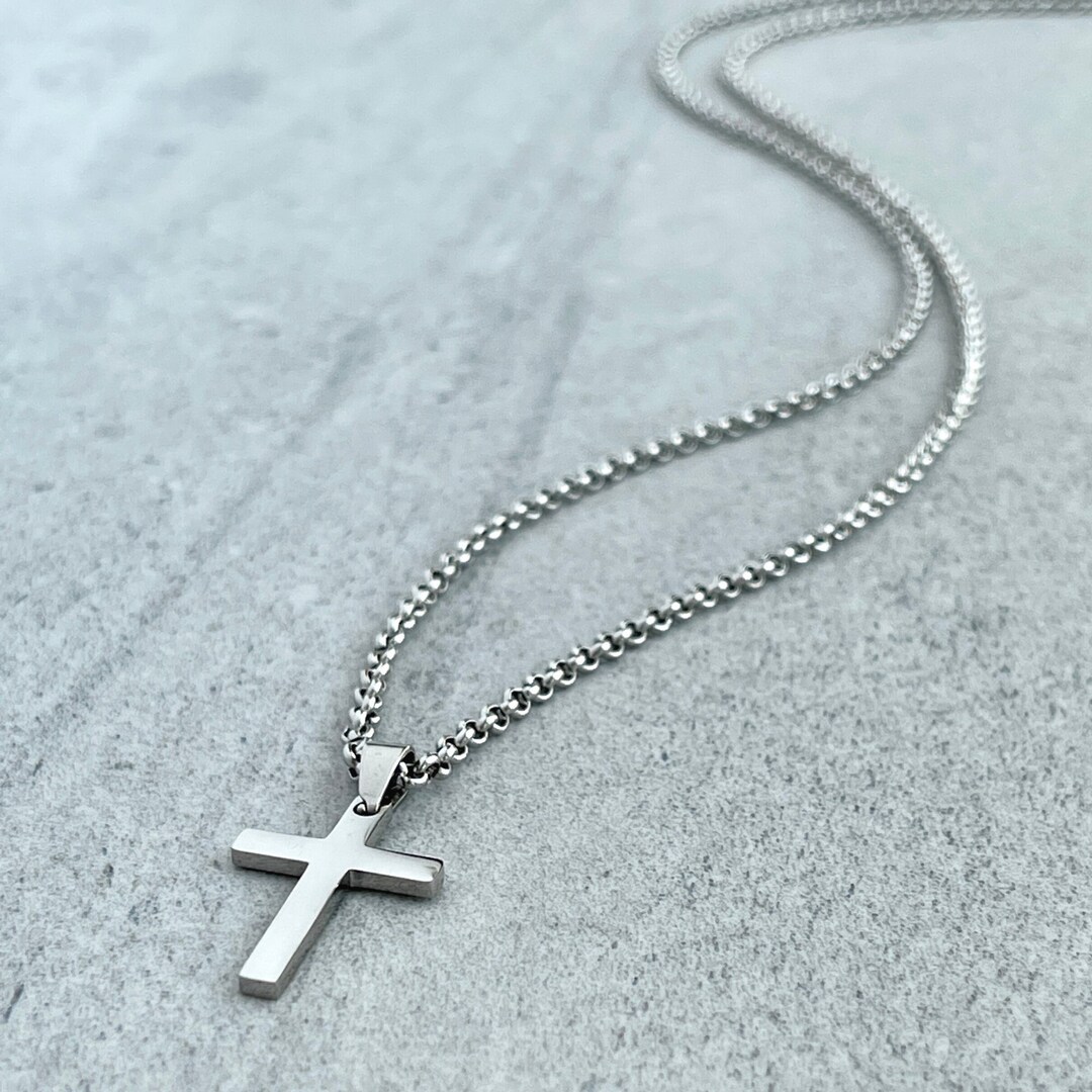 Murtoo Stainless Steel Cross Necklace For Men & Women - Adjustable Curb Chain, Classic Pendant, Great Gift