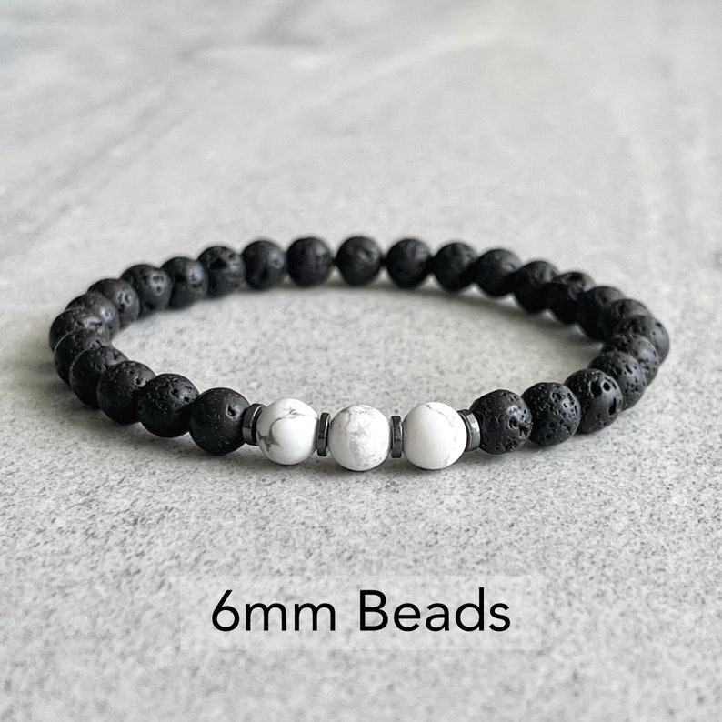 Bracciale Con Perline Howlite Da Uomo | Bracciale Howlite Da - Foto 4