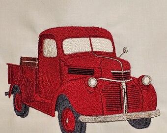 5x7 Little Red Truck Machine Embroidery Design