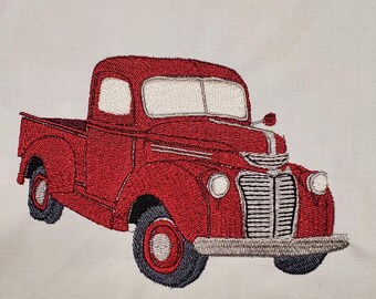 5x7 Red Truck Machine Embroidery