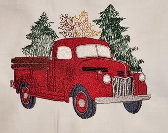 5x7 Little Red truck Machine Embroidery Design