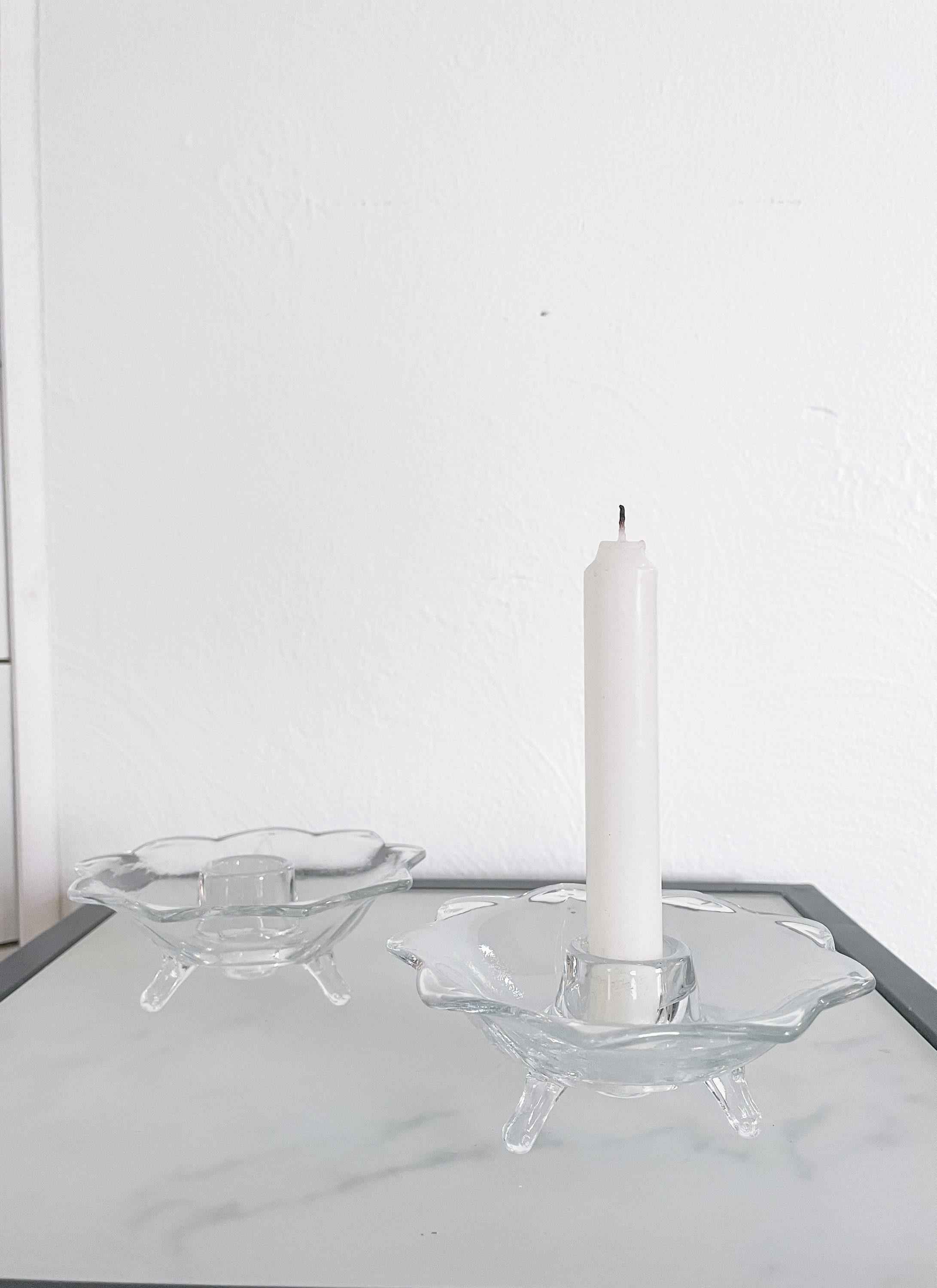 Vintage clear glass candlestick holders set of 2 Etsy
