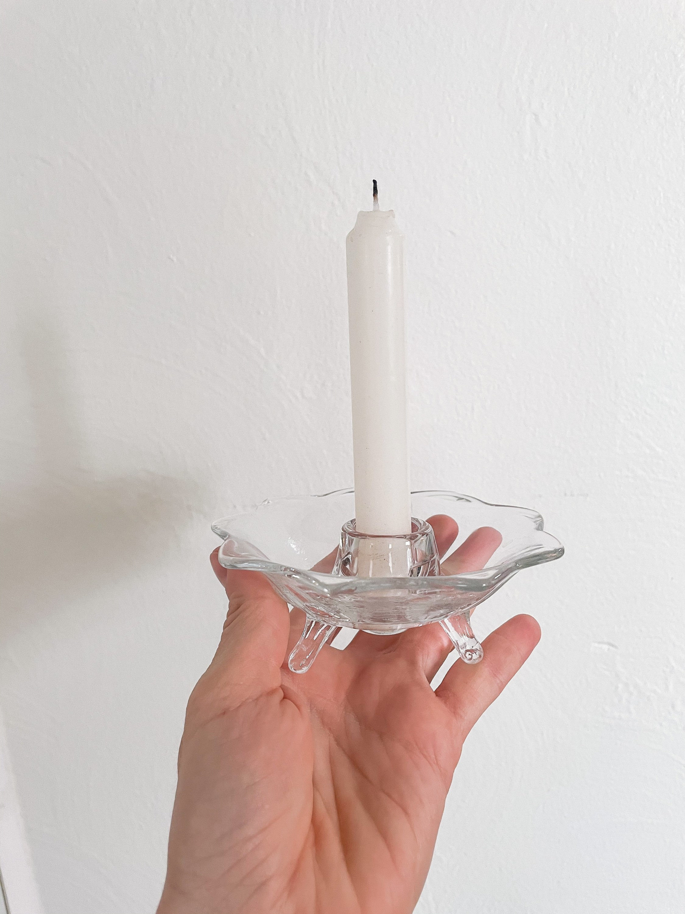 Vintage clear glass candlestick holders set of 2 Etsy