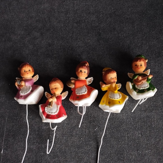 Resin Angels - Hong Kong Plastic Christmas Tree Decorations - Group of 5