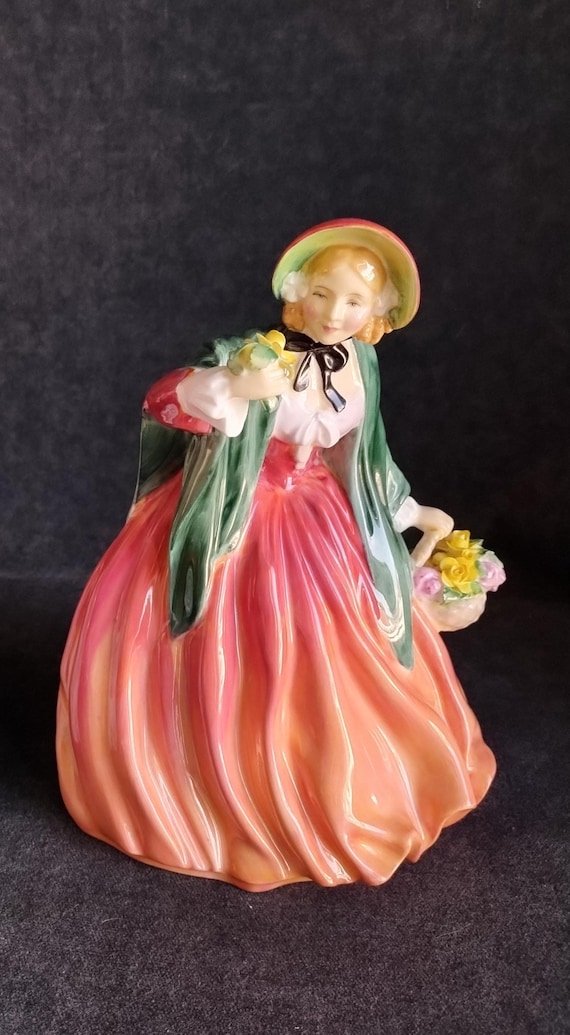 Royal Doulton LADY CHARMIAN Figurine - HN1949 Red Dress & Green Shawl - Early Production Hand Painted Collectible