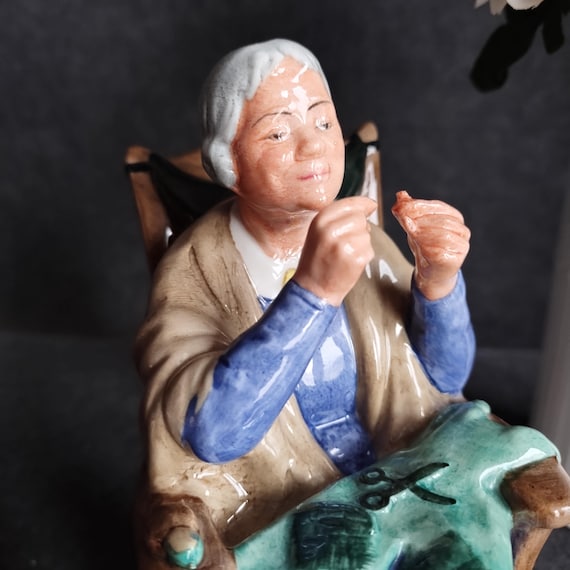 Royal Doulton A Stitch in Time Figurine - HN2352 Bone China Collectible Figurine