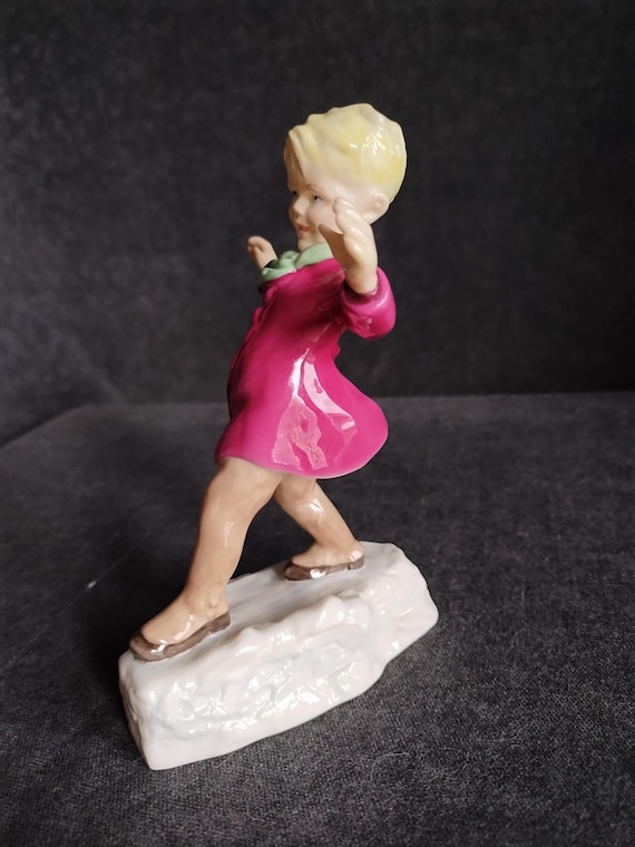 Royal Worcester JANUARY'S CHILD Boy - Freda Doughty Months of the Year Design #3452 - First Version Late Production - Boy Gliding on Ice