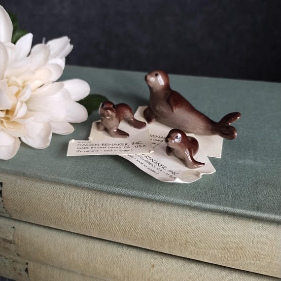 Hagen-Renaker Seal Figurines - Mama Seal and 2 Baby Seals