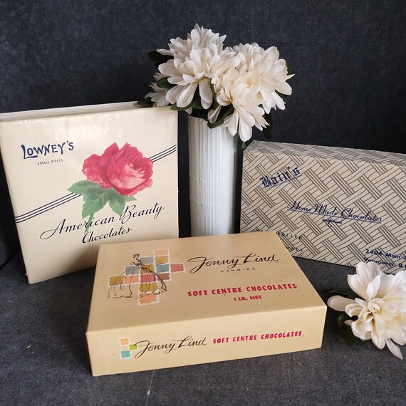 Chocolate Box Collection - 3 Empty Cardboard Confectionery Containers - Lowney's - Jenny Lind - Bain's
