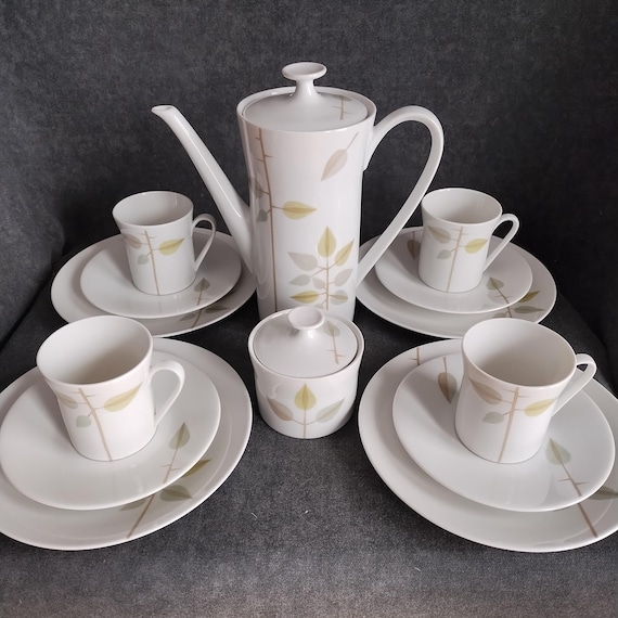 Scherzer Coffee Set - Bavarian Porcelain MCM Style Service for 4